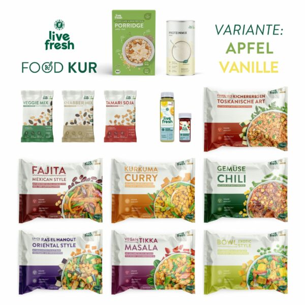 LiveFresh Vegane Foodkur 14 Tage - Apfel/Vanille (inkl. 3