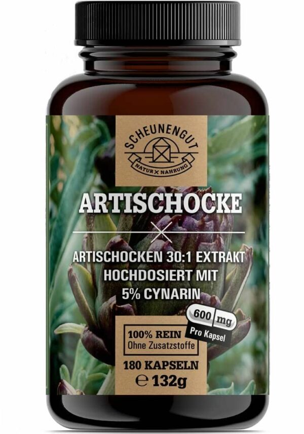 Scheunengut® Artischockenextrakt -600mg Artischocken Kapseln- 30:1 Extrakt mit 5% Cynarin I vegan