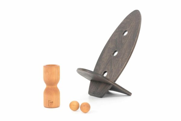 rollholz Balance Board Set klein Erle schwarzes Brett