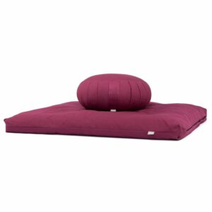 Medi-Set Eco: Meditationskissen Zafu ECO Dinkel & Meditationsmatte Zabuton ECO Aubergine