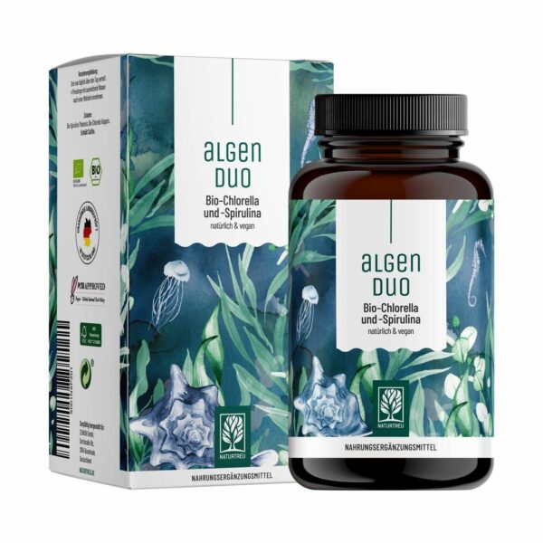 Chlorella und Spirulina Komplex Presslinge - 360 Tabletten laborgeprüft - Algenduo - Naturtreu®