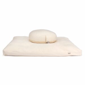 Medi-Set Eco: Meditationskissen Rondo Flach ECO Dinkel & Meditationsmatte Zabuton ECO Natur